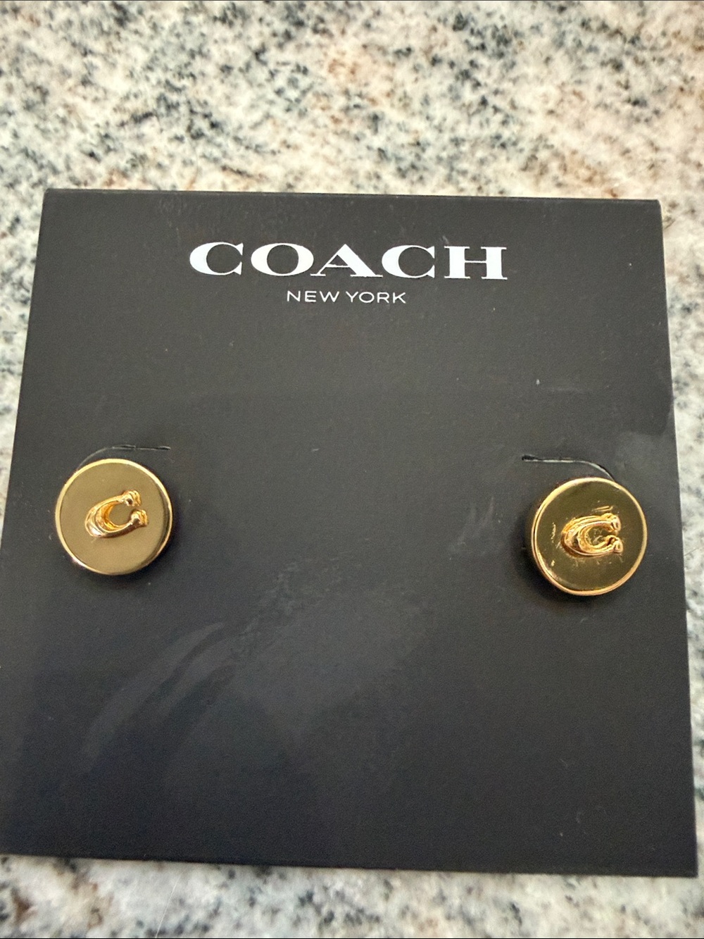 COACH Gold-tone 'C' Round Stud Earrings - Gold